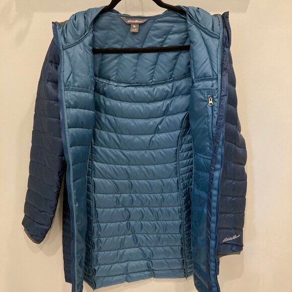 Eddie Bauer Microlight Down Parka Warm Winter Puffer Coat M Blue NWOT - Picture 4 of 8